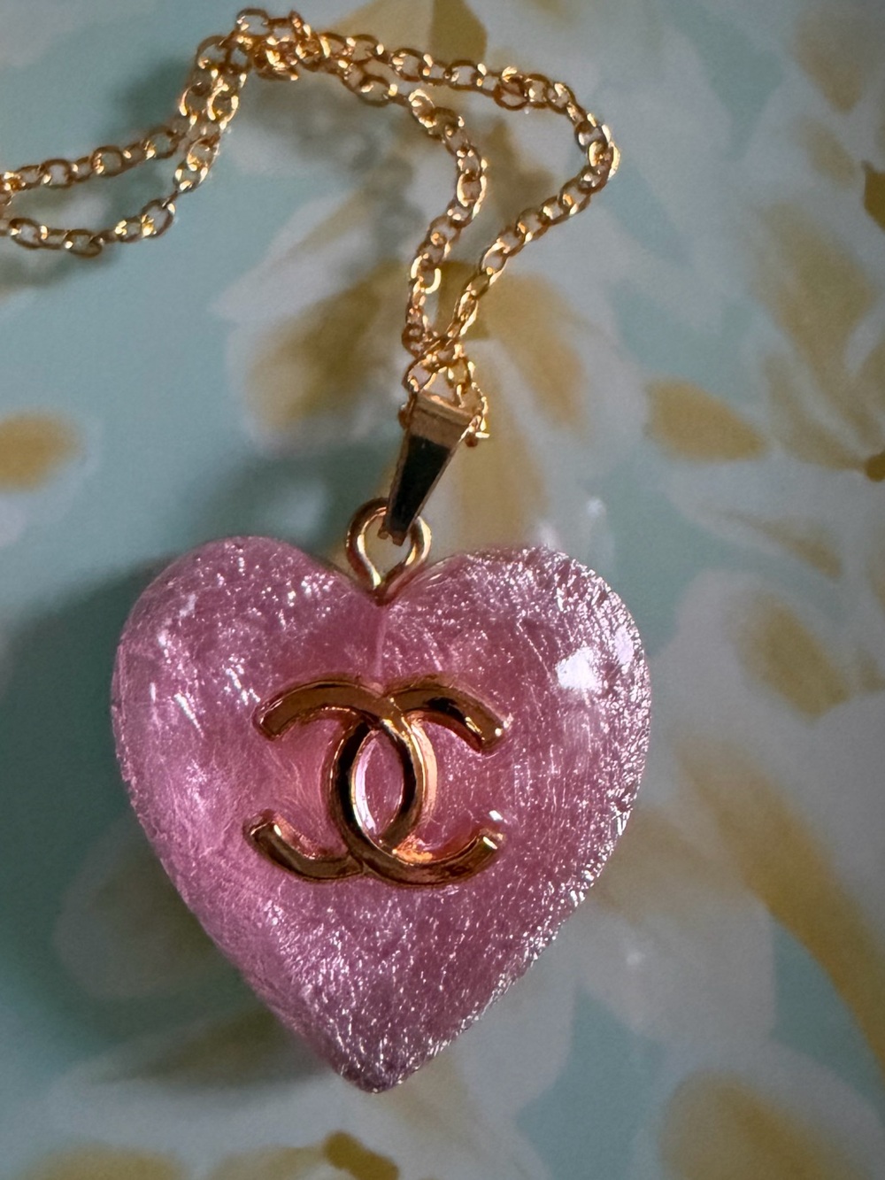Beautiful Inspired Pink Heart Pendant Necklace - Gold Tone Accent